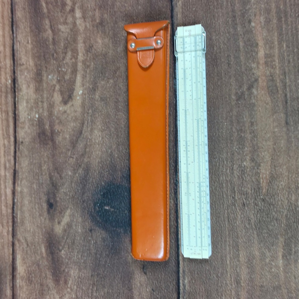 K&E Slide Rule 68 1617 Mens 10in White Good Vintage Math Engineering Tool Case